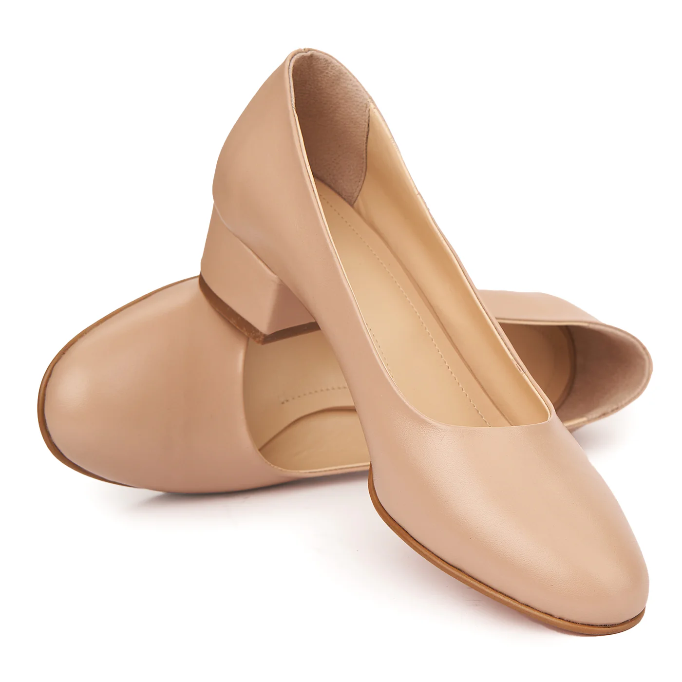 Pantofi dama toc mic din piele naturala bej 4361 - Image 4