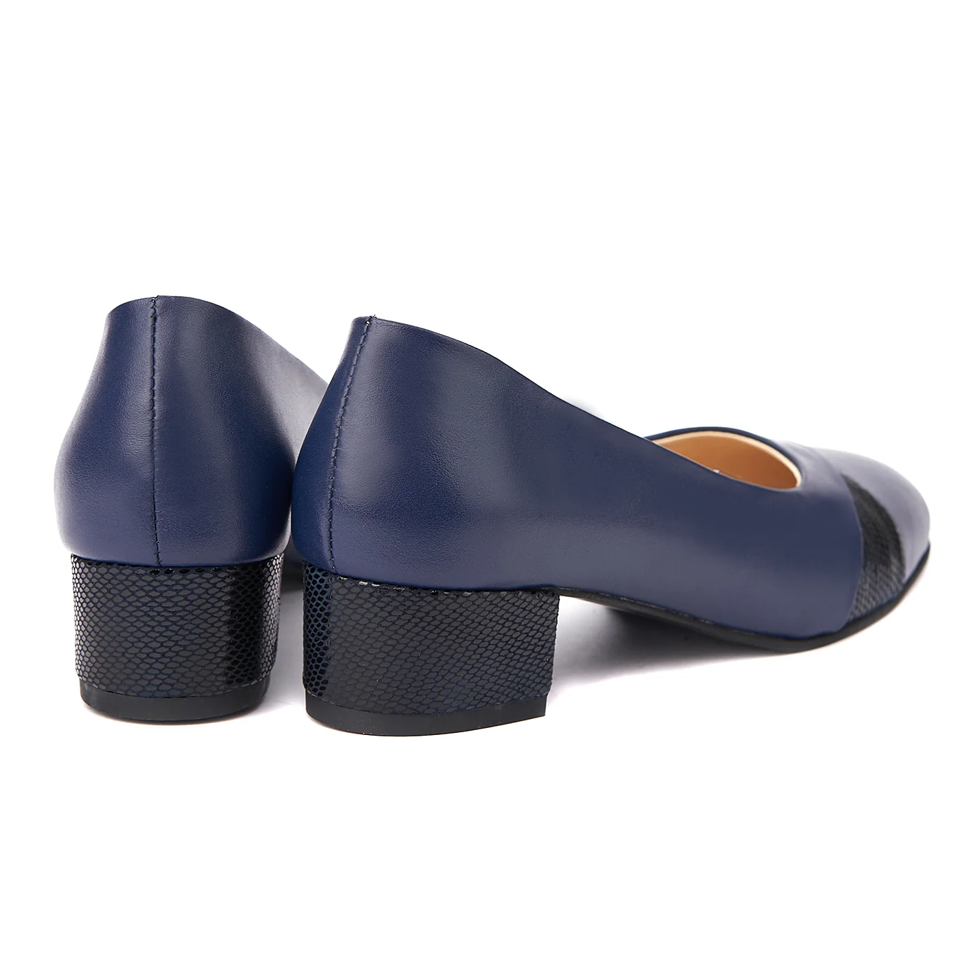 Pantofi dama toc mic din piele naturala bleumarin 4353 - Image 2