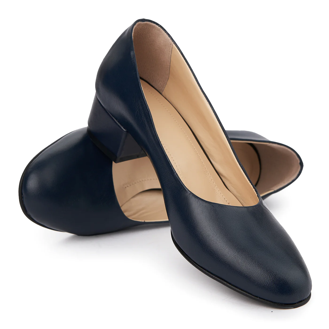 Pantofi dama toc mic din piele naturala bleumarin 4983 - Image 4