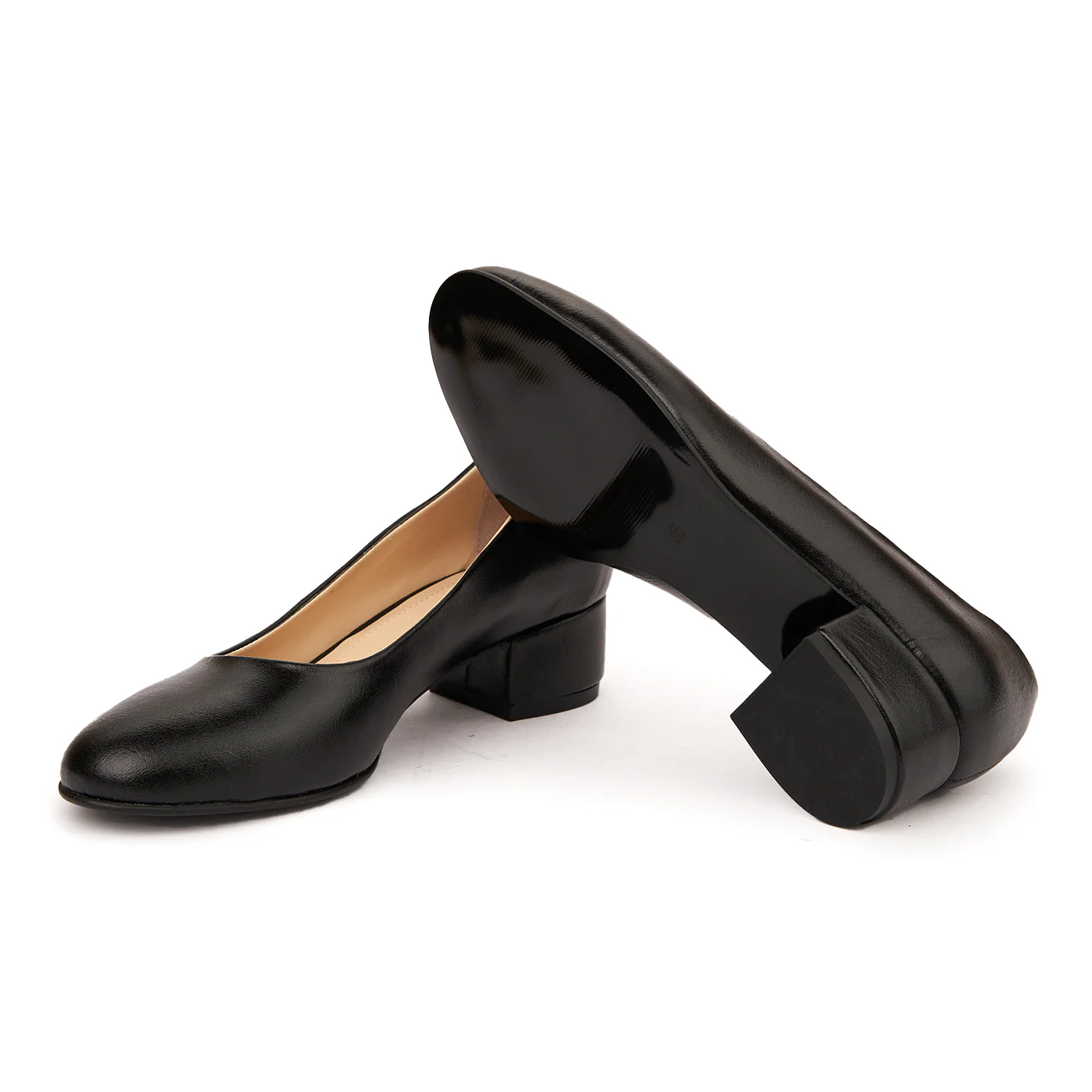 Pantofi dama toc mic din piele naturala neagra 4950 - Image 3