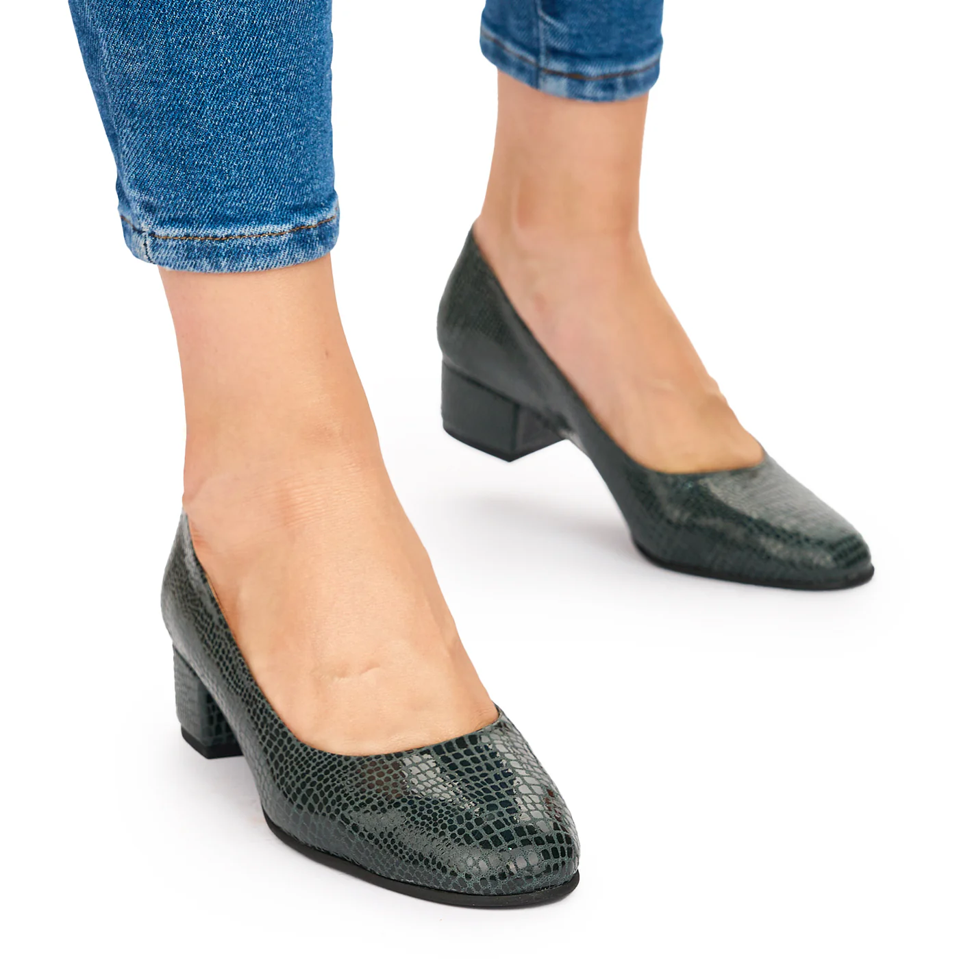 Pantofi dama toc mic din piele naturala neagra 4953 - Image 2