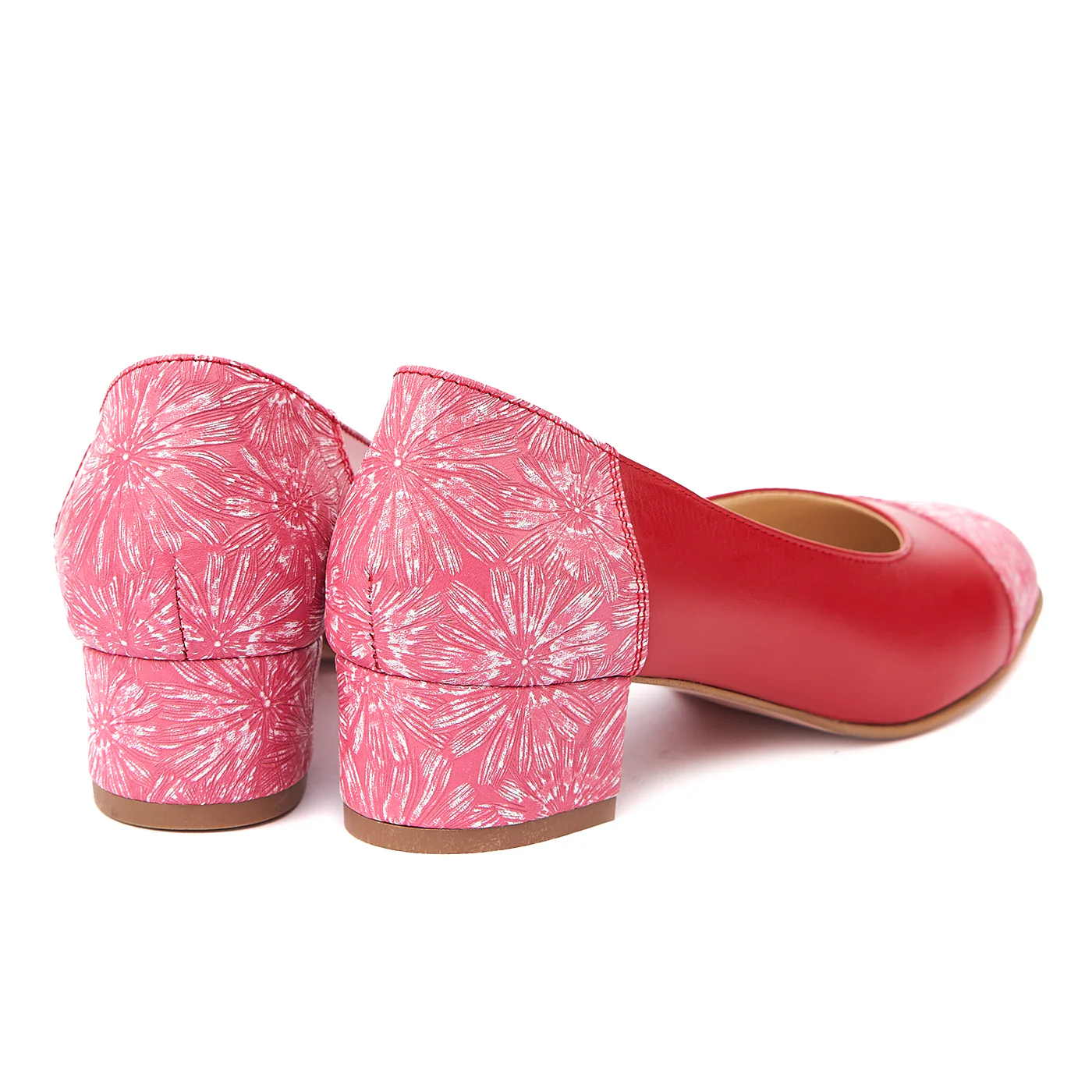 Pantofi dama toc mic din piele naturala rosie 4350 - Image 2