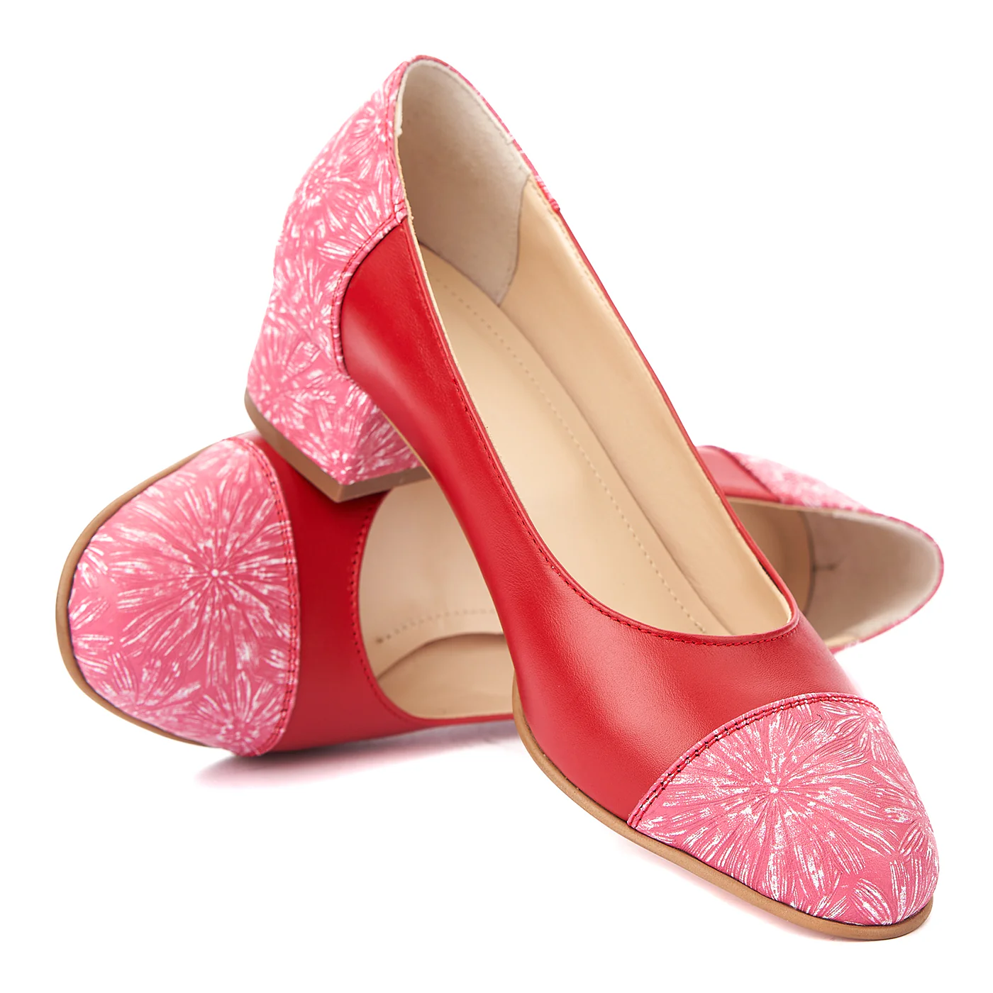 Pantofi dama toc mic din piele naturala rosie 4350 - Image 4