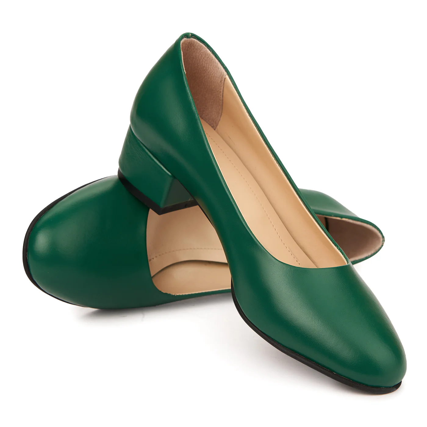Pantofi dama toc mic din piele naturala verde 4952 - Image 4