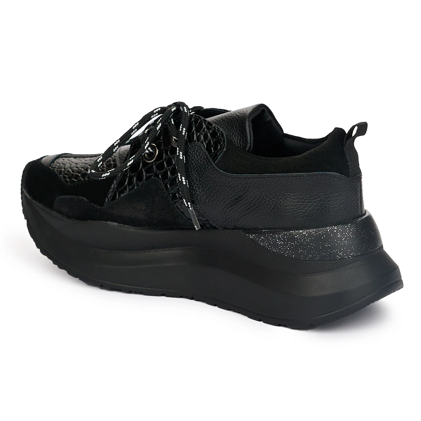 Pantofi de dama Casual din Piele Naturala cu Siret, Negri 12517 - Image 2