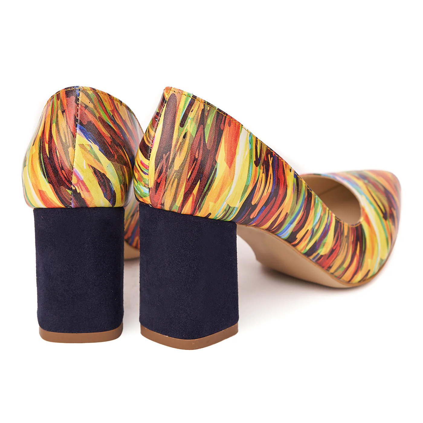 Pantofi de Piele Dama cu Toc Gros 8 Cm Multicolor 4446 - Image 2