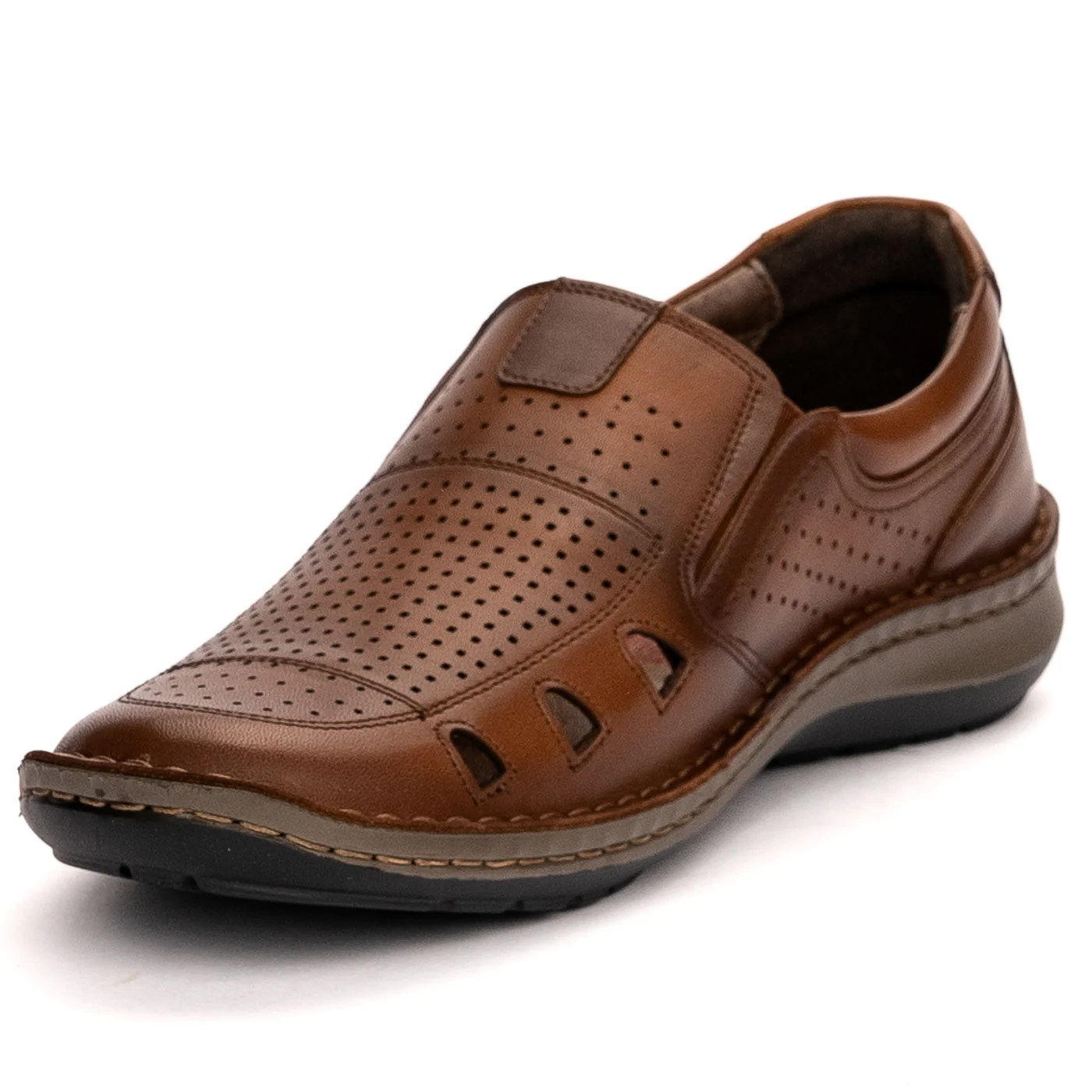 Pantofi de vara barbati din piele naturala maro 7506 - Image 3