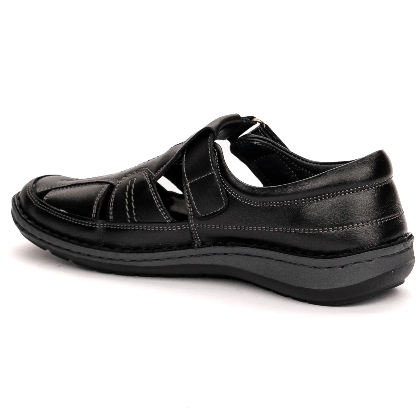Pantofi de vara barbati din piele naturala neagra 7505 - Image 2
