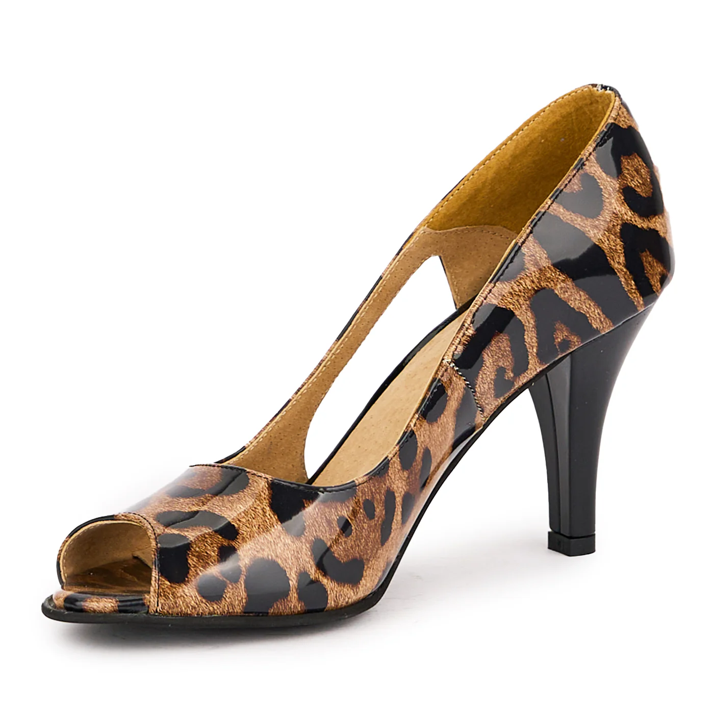 Pantofi decupati dama din piele naturala multicolor cu toc subtire 9 cm 16514 - Image 3
