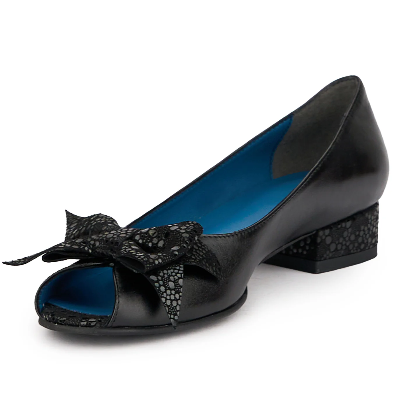 Pantofi decupati dama din piele naturala neagra cu toc mic 3 cm 16224 - Image 3