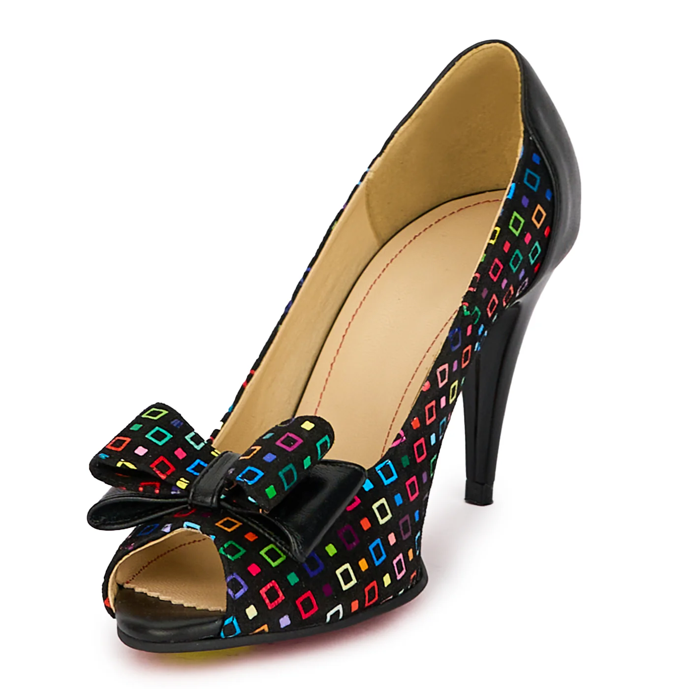 Pantofi decupati dama din piele naturala neagra cu toc subtire 8.5 cm 18078 - Image 3