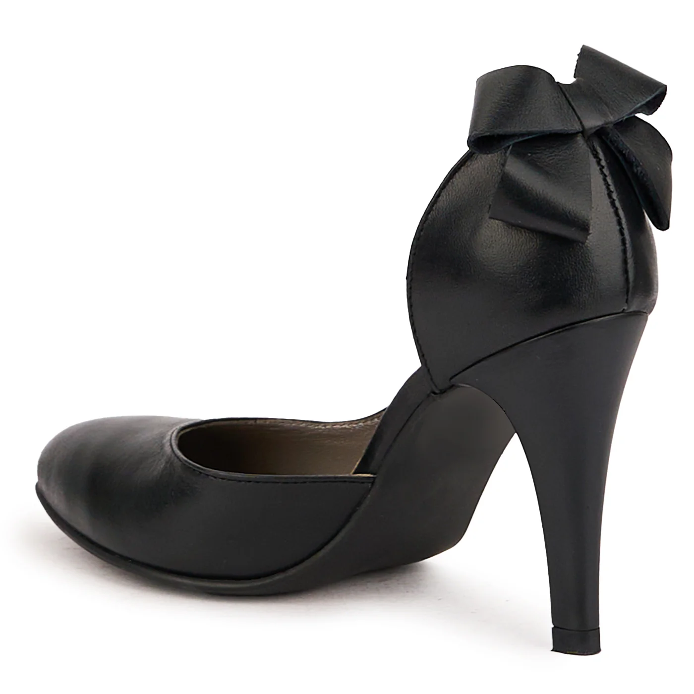 Pantofi decupati dama din piele naturala neagra cu toc subtire 9 cm 16759 - Image 2