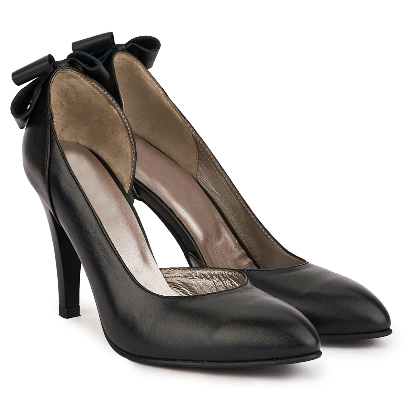 Pantofi decupati dama din piele naturala neagra cu toc subtire 9 cm 16759 - Image 4