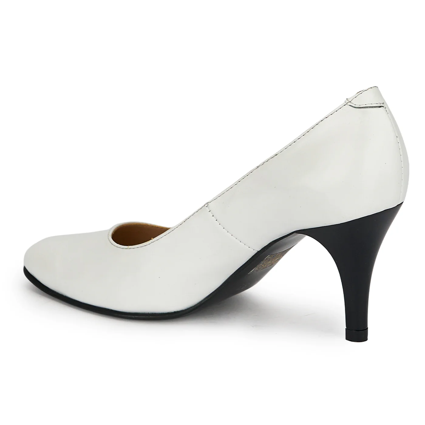 Pantofi din piele naturala alba cu toc subtire 7.5  cm 19360 - Image 2
