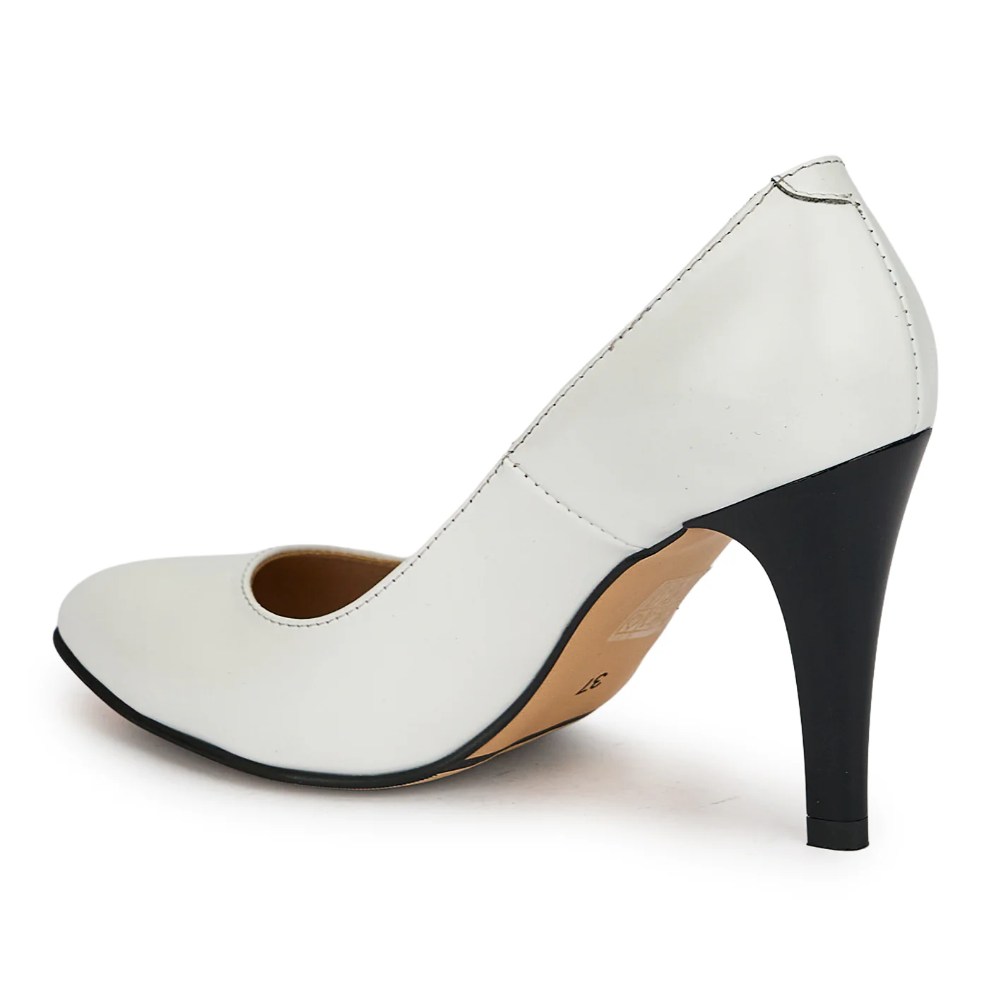 Pantofi din piele naturala alba cu toc subtire 9 cm 19354 - Image 2