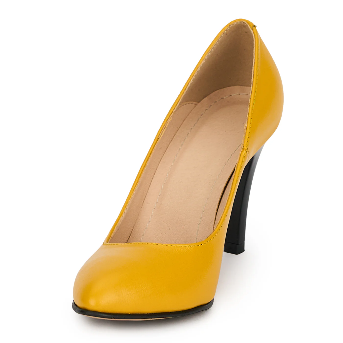 Pantofi din piele naturala galbena cu toc subtire 9 cm 19352 - Image 3