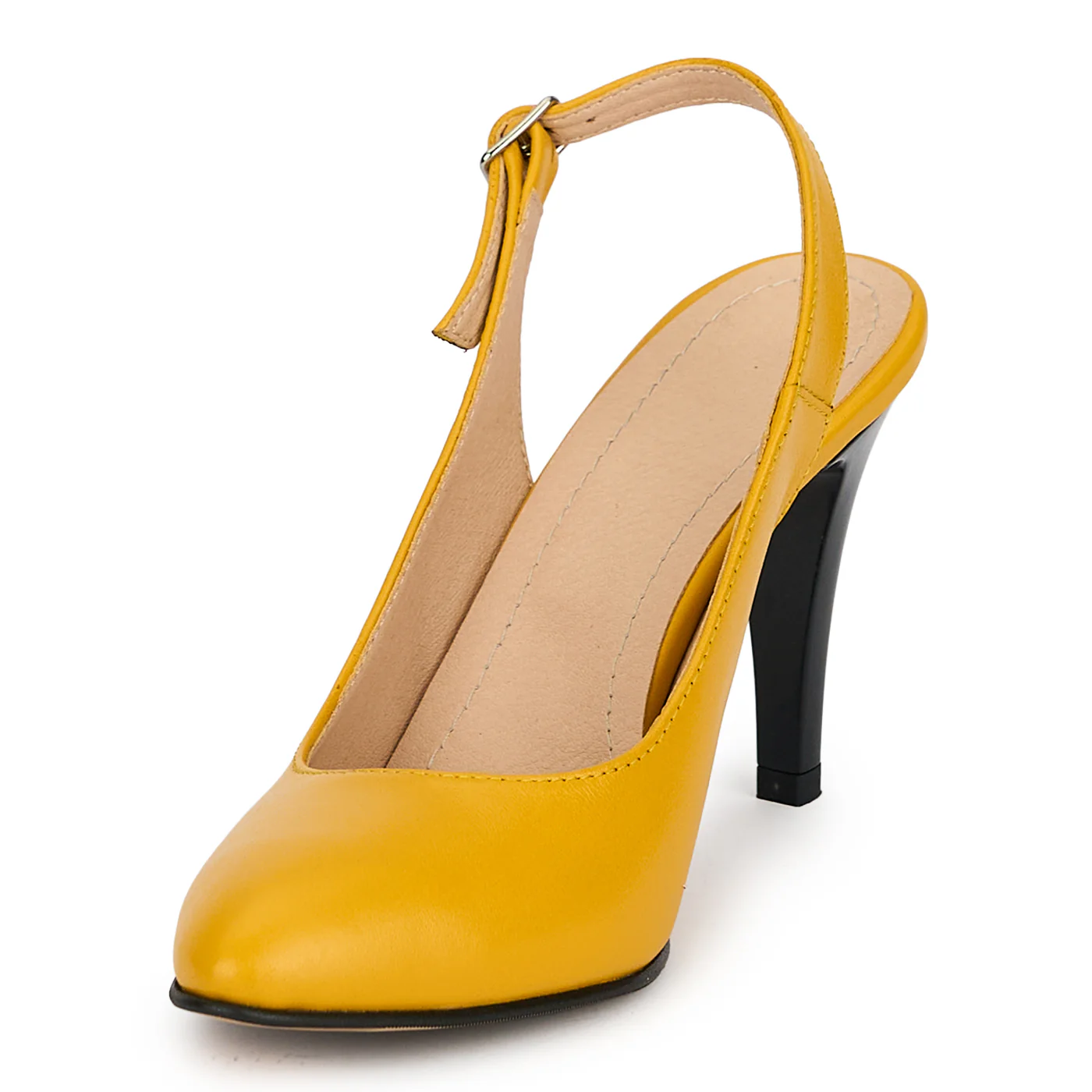 Pantofi din piele naturala galbena cu toc subtire 9 cm 19364 - Image 3