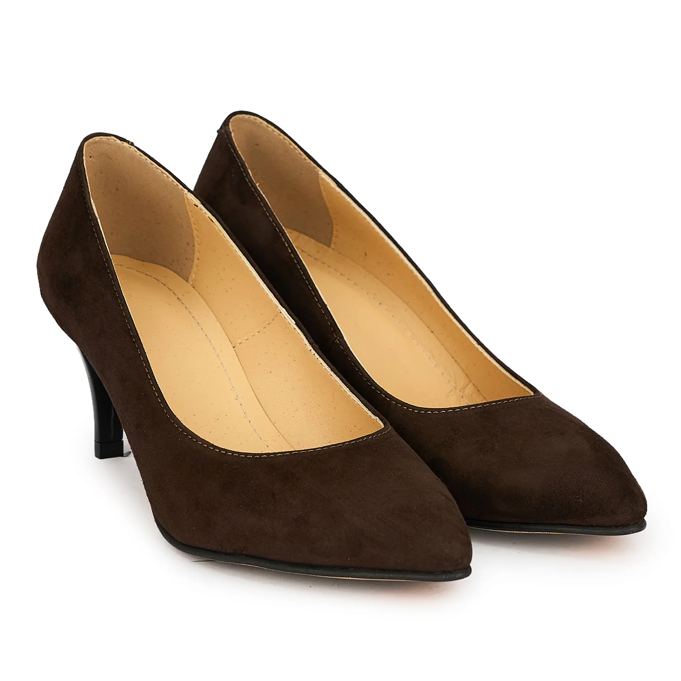 Pantofi din piele naturala maro cu toc subtire 6.5  cm 19358 - Image 4
