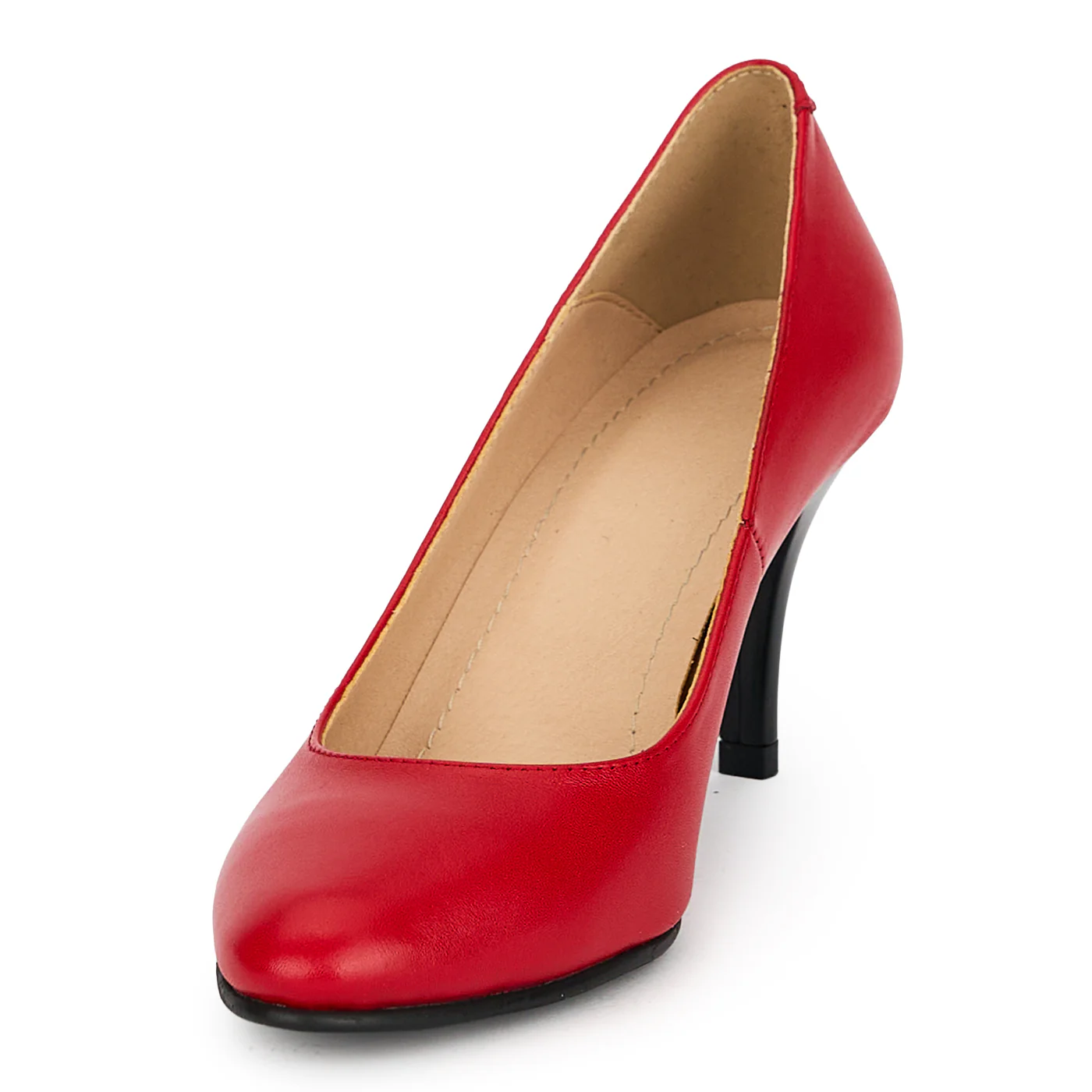Pantofi din piele naturala rosie cu toc subtire 7.5  cm 19359 - Image 3