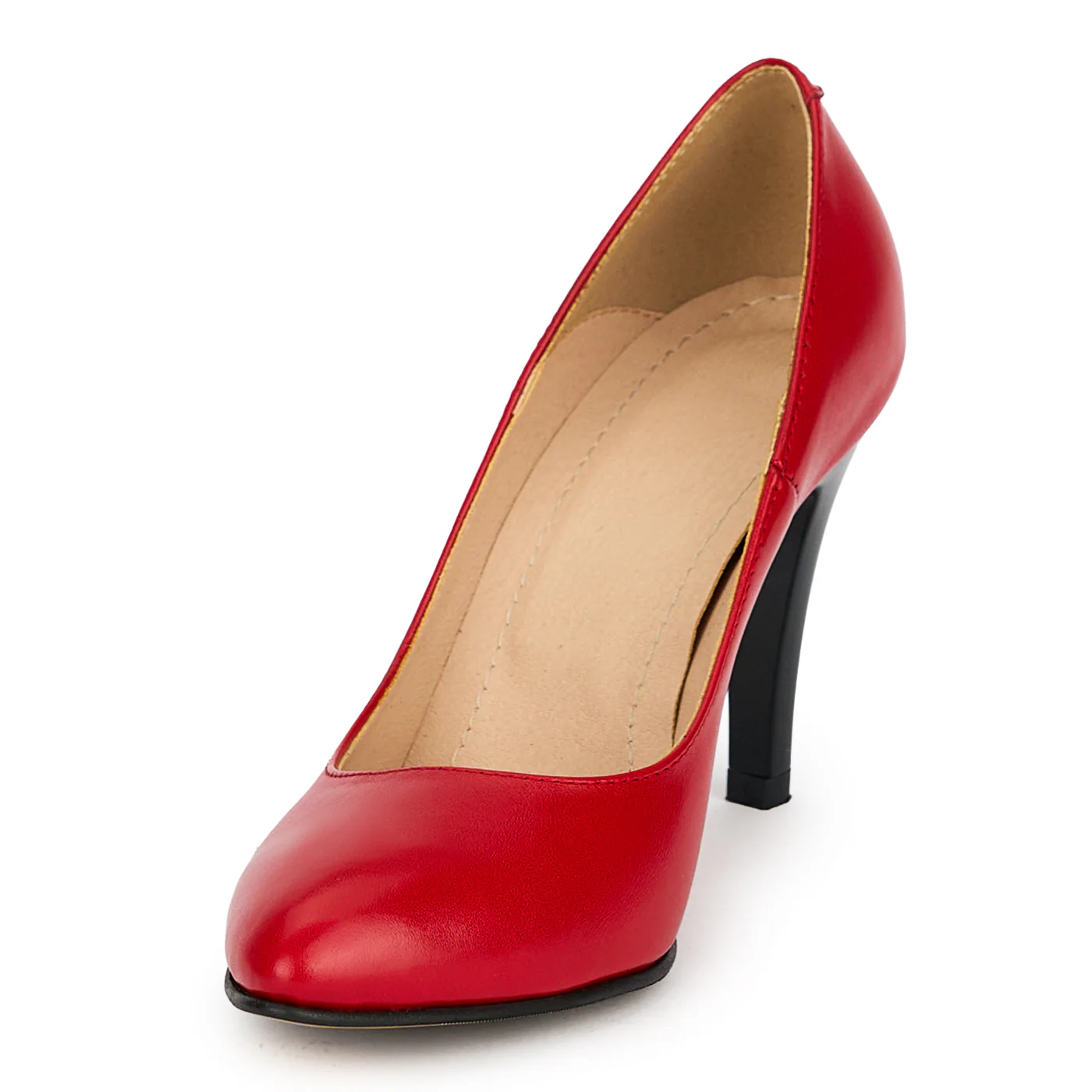 Pantofi din piele naturala rosie cu toc subtire 9 cm 19351 - Image 3