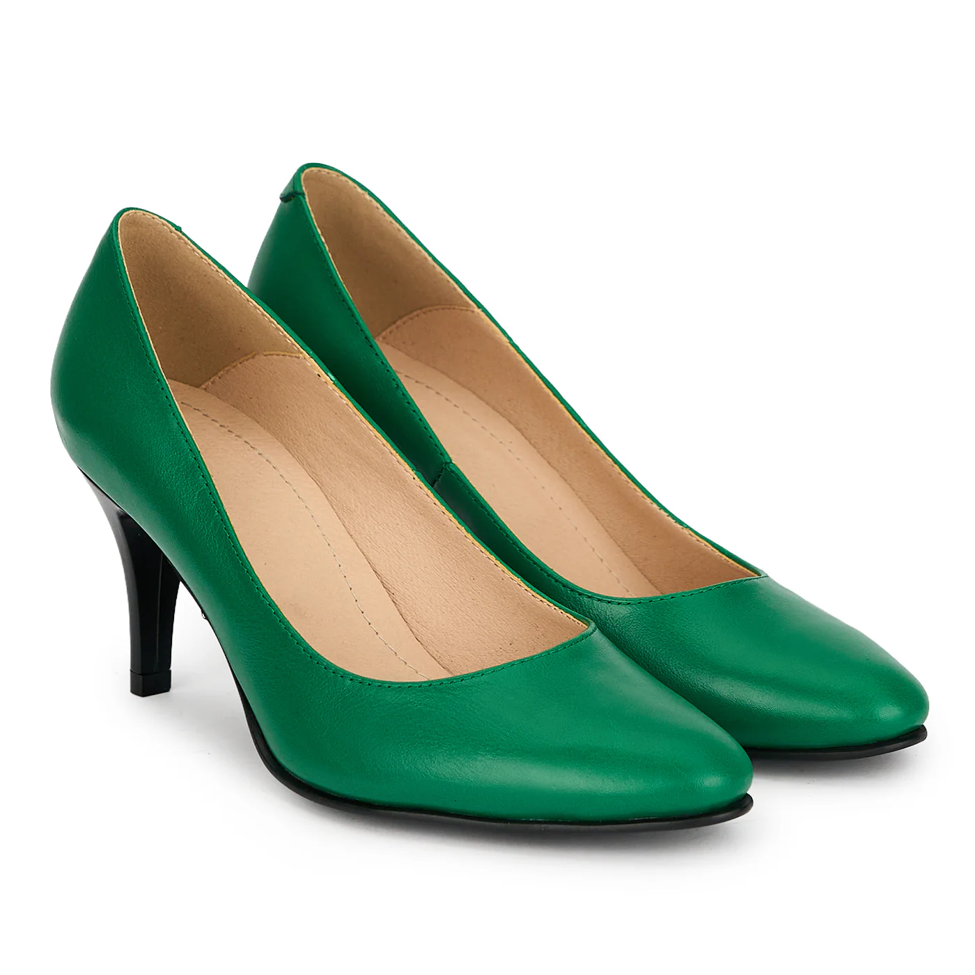 Pantofi din piele naturala verde cu toc subtire 7.5  cm 19361 - Image 4