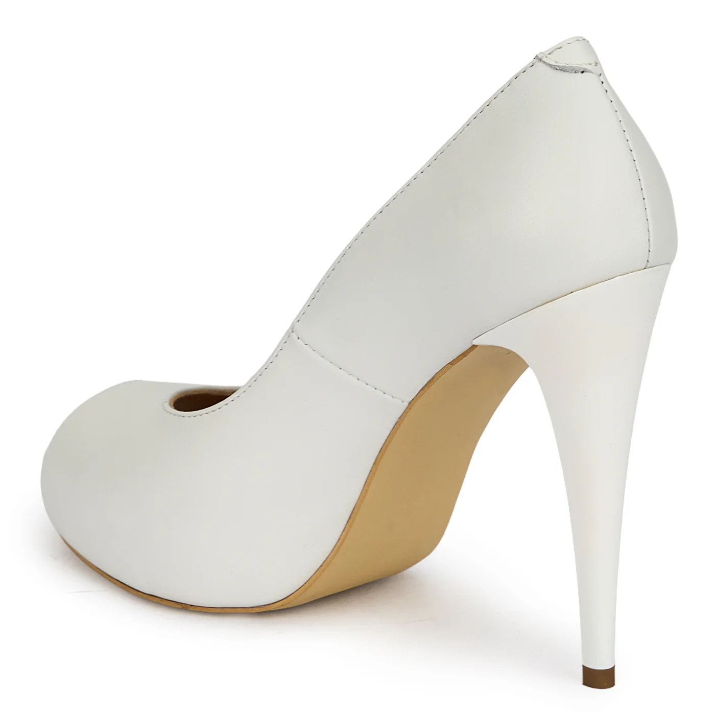 Pantofi eleganti dama din piele naturala alba cu toc subtire 11.5 cm 19484 - Image 2