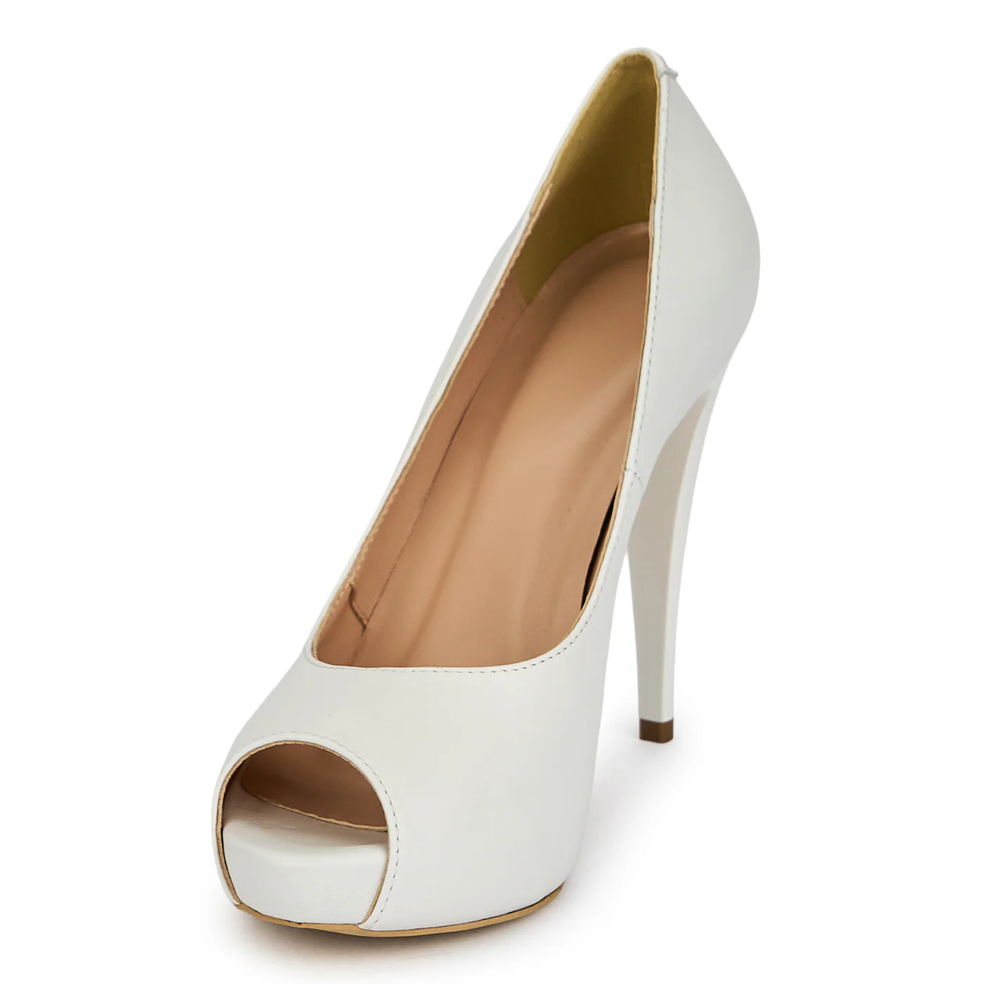 Pantofi eleganti dama din piele naturala alba cu toc subtire 11.5 cm 19484 - Image 3
