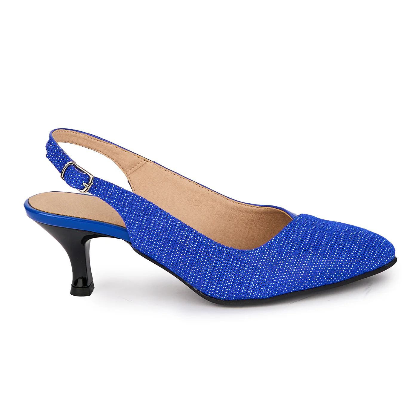 Pantofi eleganti dama din piele naturala albastra cu toc subtire 6 cm 18049