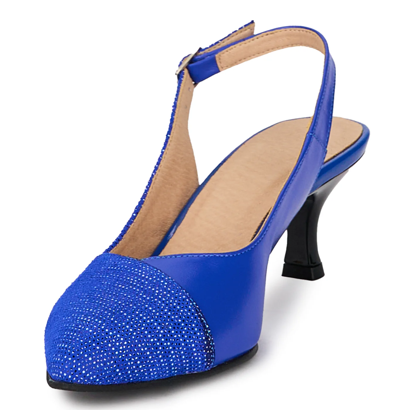 Pantofi eleganti dama din piele naturala albastra cu toc subtire 6 cm 18049 - Image 3
