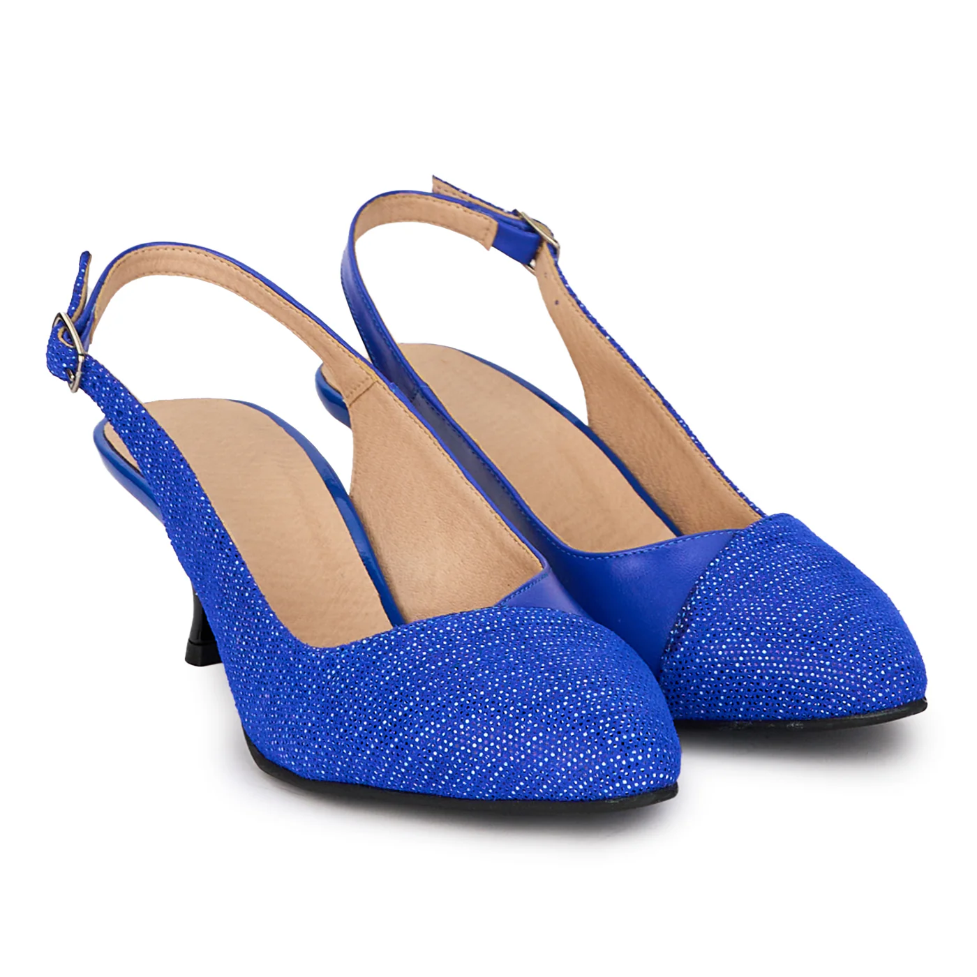 Pantofi eleganti dama din piele naturala albastra cu toc subtire 6 cm 18049 - Image 4