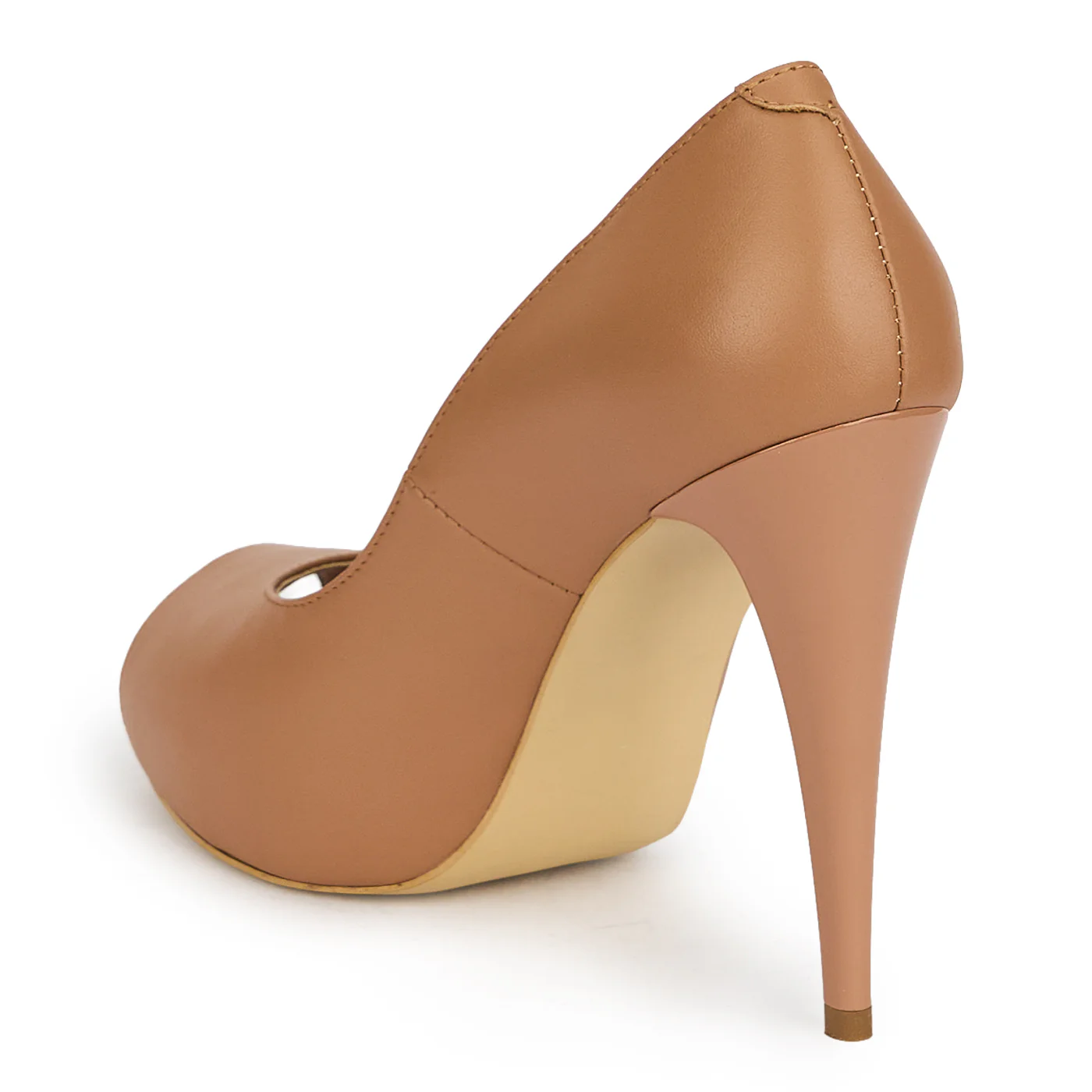 Pantofi eleganti dama din piele naturala bej taupe cu toc subtire 11.5 cm 19485 - Image 2