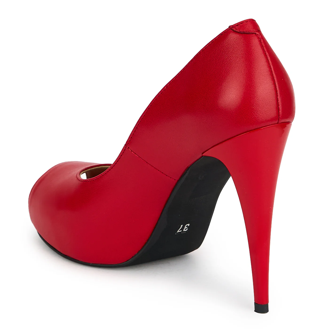 Pantofi eleganti dama din piele naturala rosie cu toc subtire 11.5 cm 19483 - Image 2