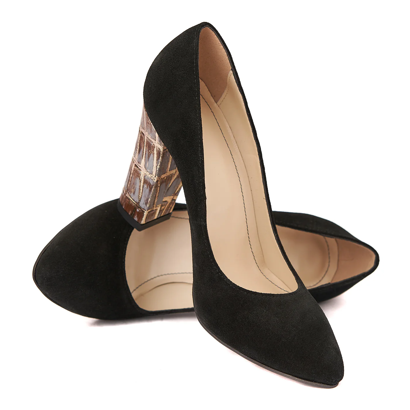 Pantofi eleganti di piele naturala negra cu toc imbracat 4431 - Image 4
