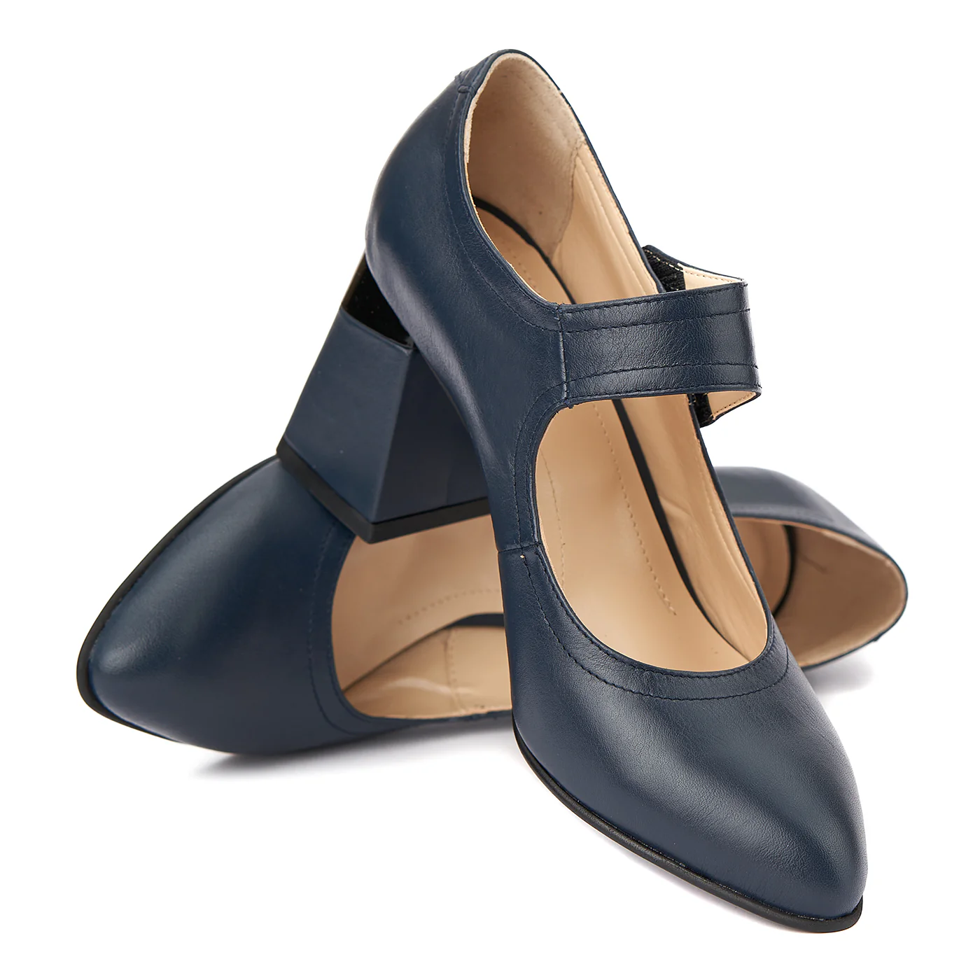 Pantofi eleganti din piele naturala bleumarin 4382 - Image 4