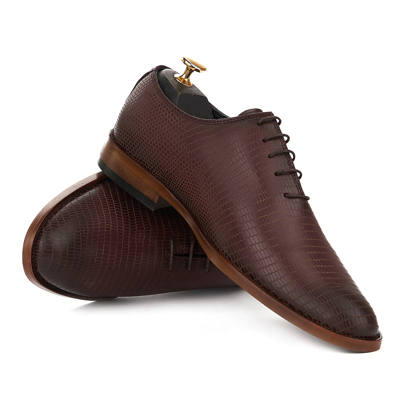 Pantofi Eleganti Piele Laserata Bordo 822 - Image 4