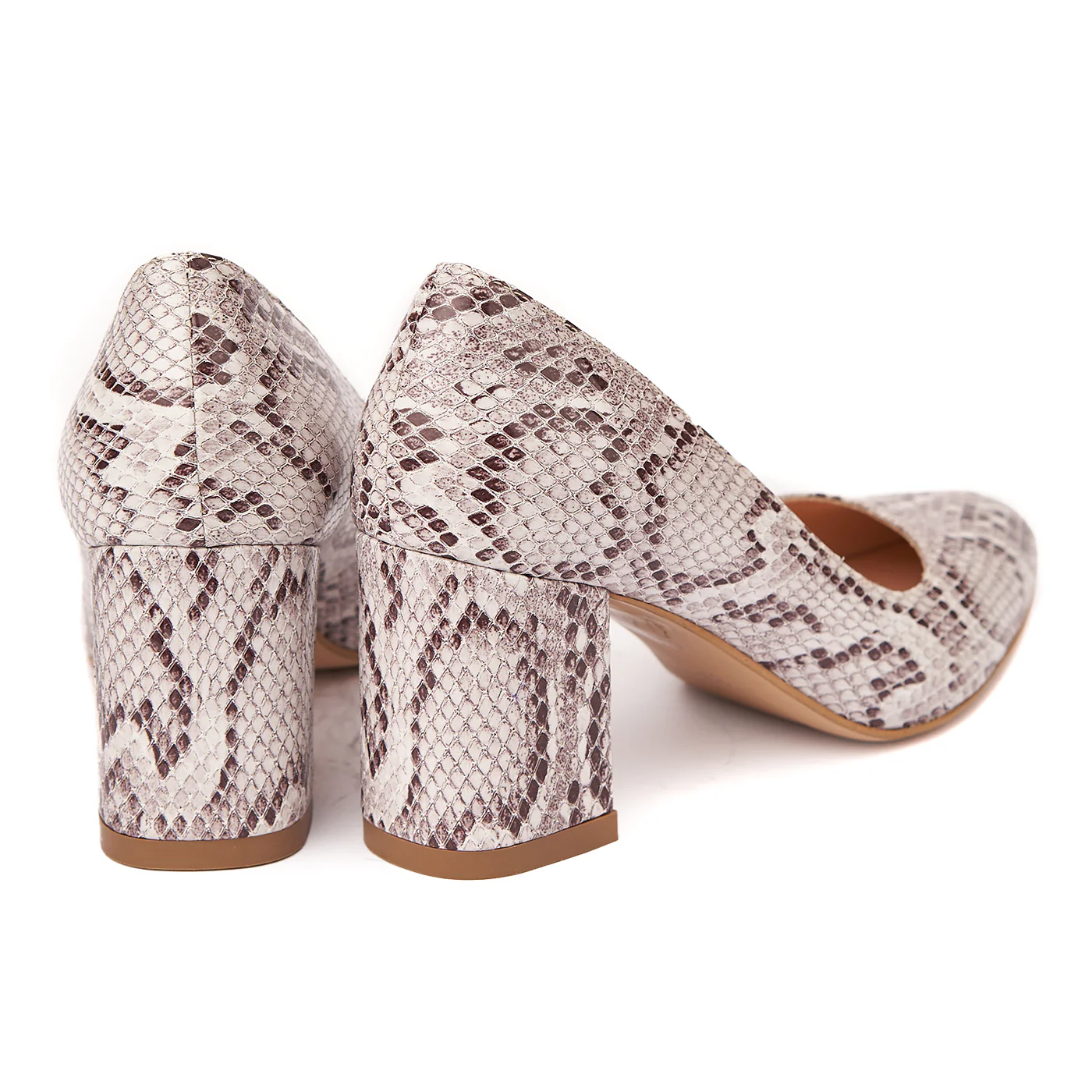 Pantofi Imitatie Piele Sarpe cu Toc Imbracat 7 Cm 4450 - Image 2
