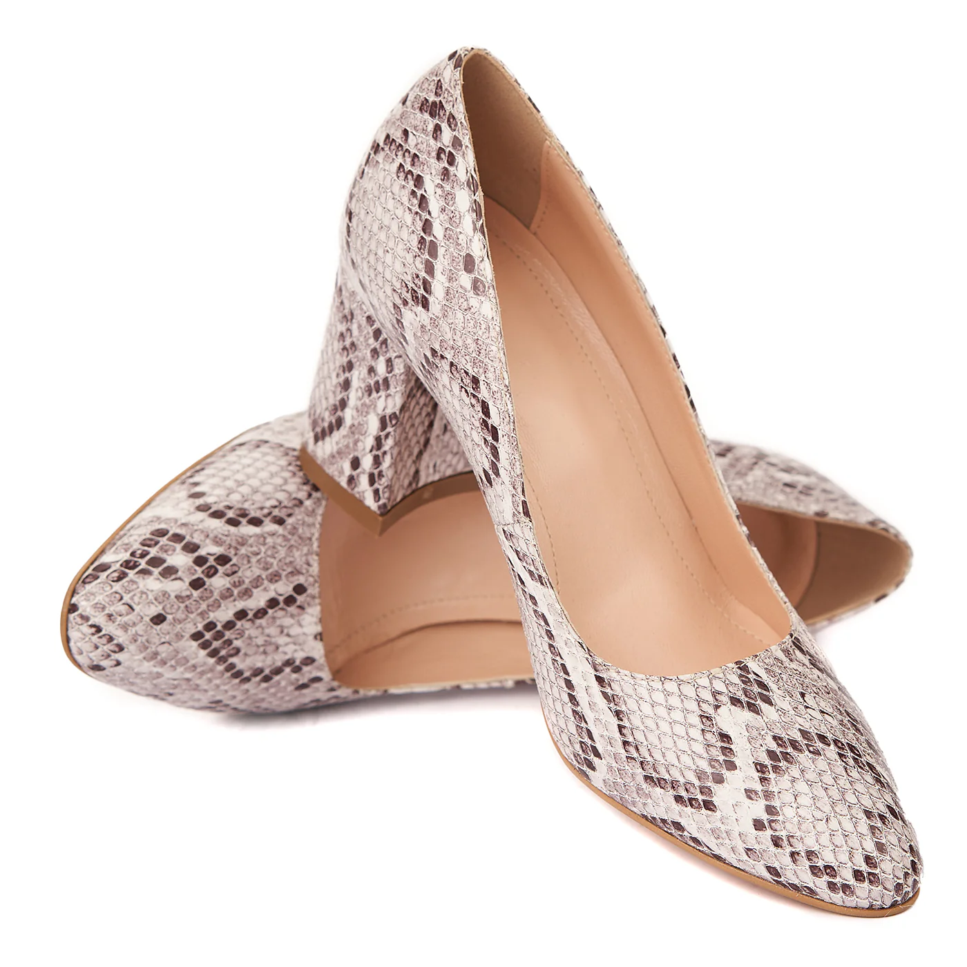 Pantofi Imitatie Piele Sarpe cu Toc Imbracat 7 Cm 4450 - Image 4