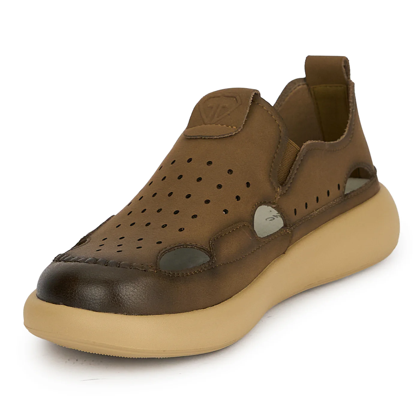 Pantofi perforati barbati din piele naturala maro 20088 - Image 3