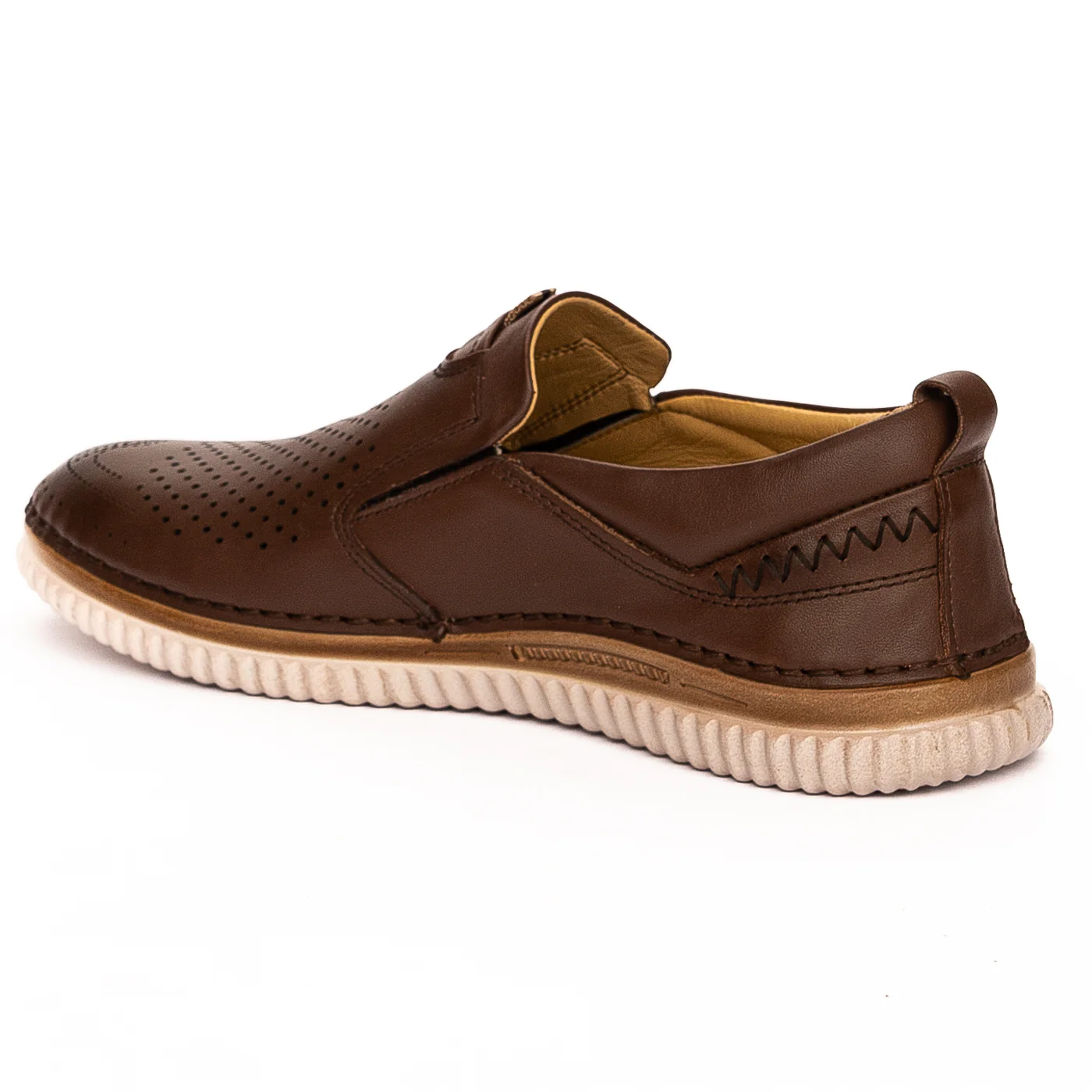 Pantofi perforati barbati din piele naturala maro 7474 - Image 2