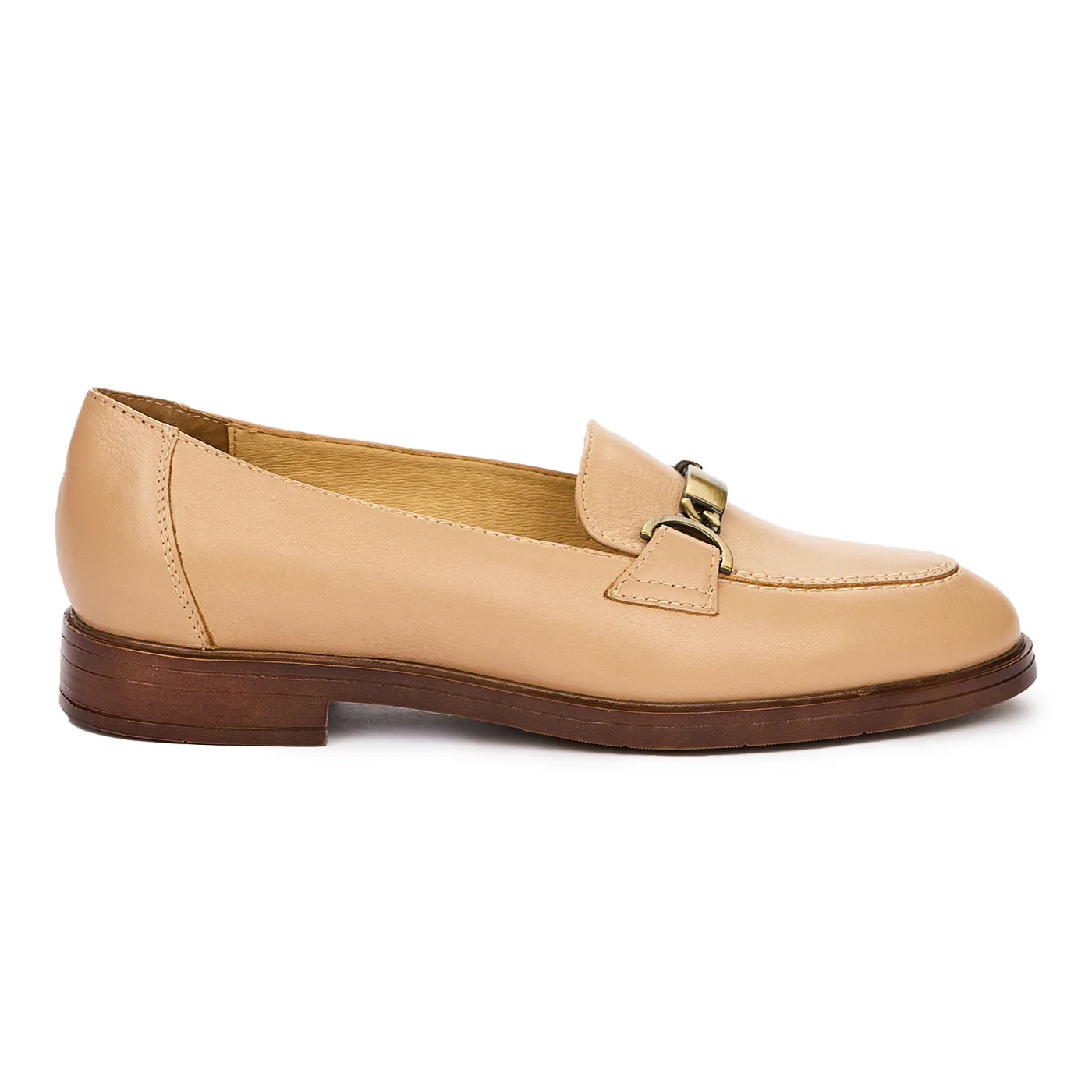 Pantofi Piele Bej Dama cu Toc 2.5 Cm Eleganti 10107