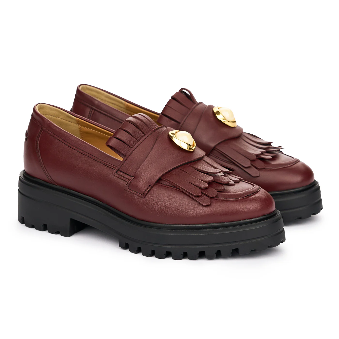 Pantofi Piele Dama cu Toc 4 Cm Casual Visinii 8565 - Image 2