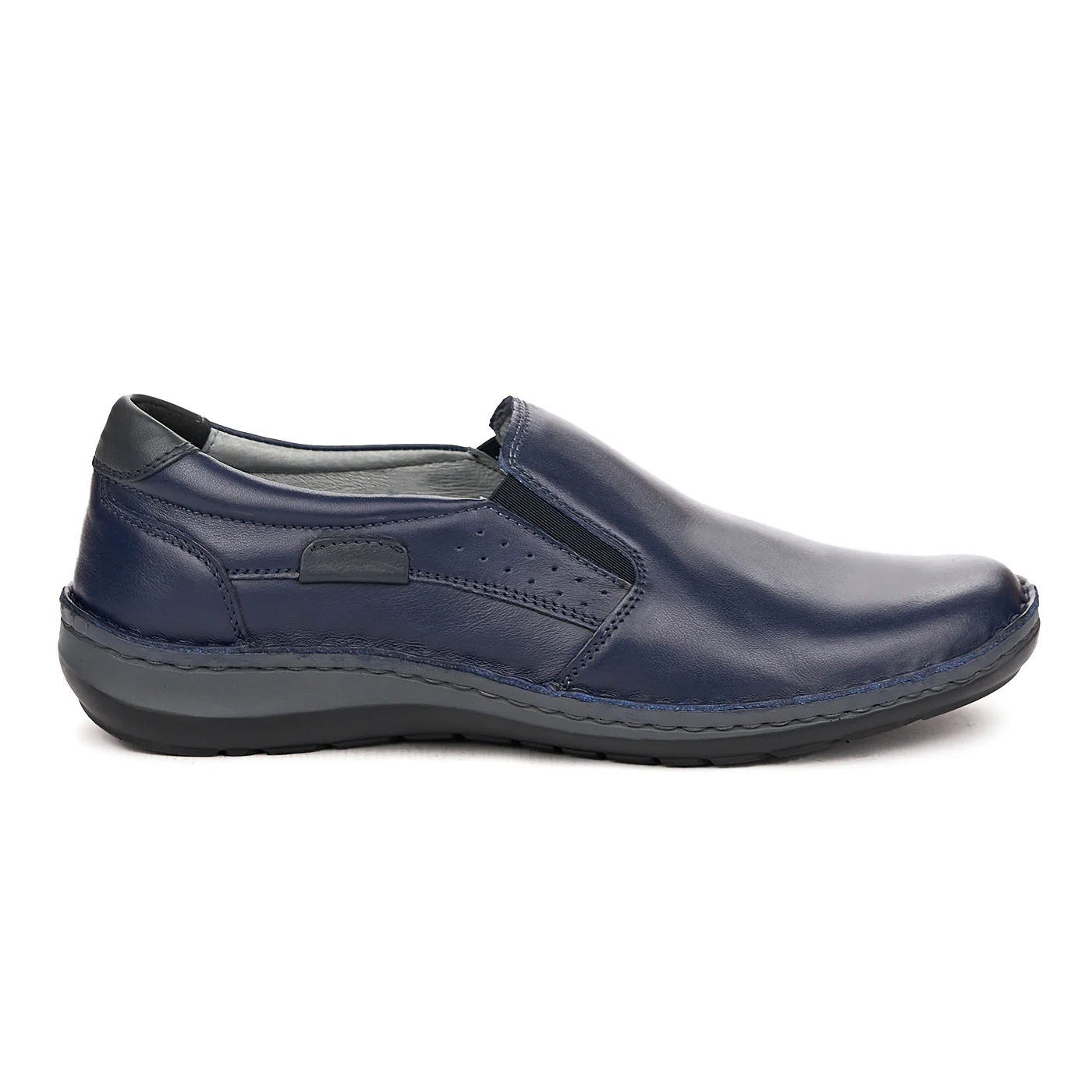 Pantofi Piele Naturala Barbati Fara Siret Bleumarin 7066