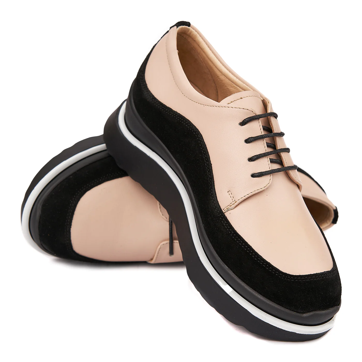 Pantofi Piele Naturala bej si negru 1635 - Image 4