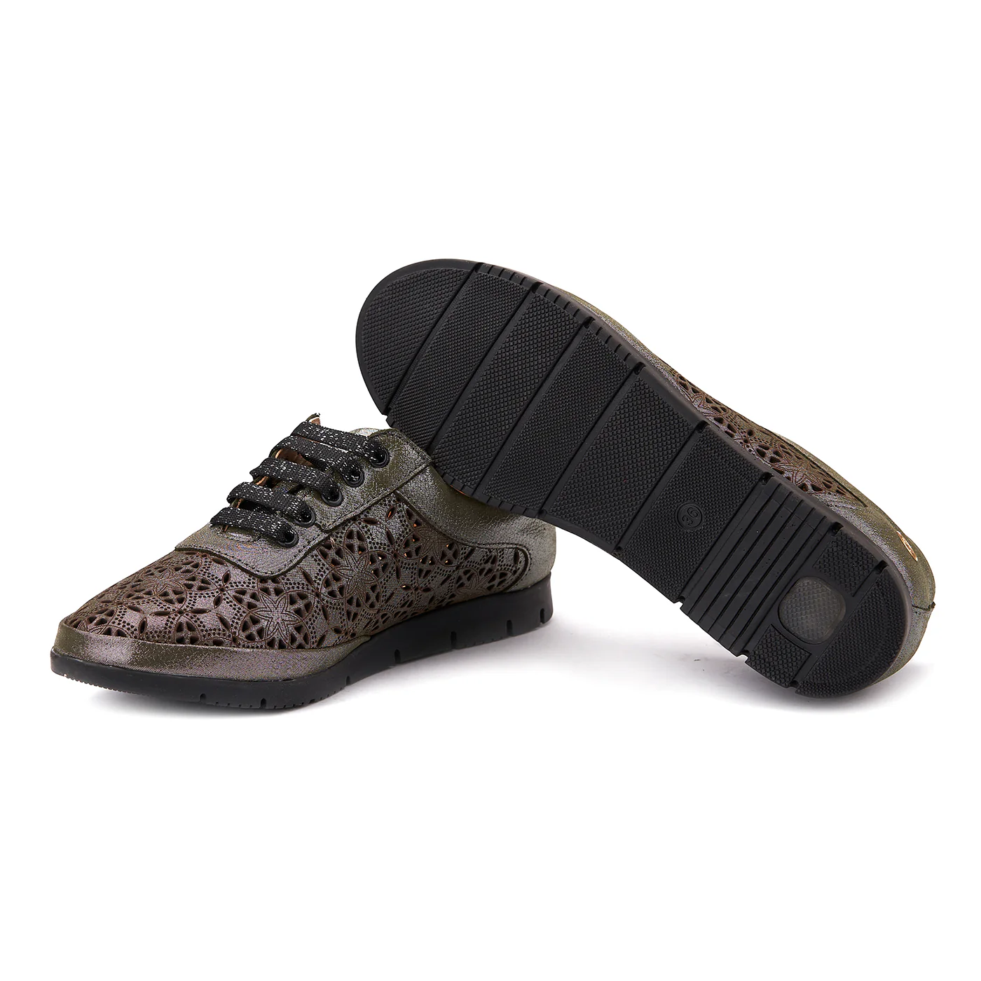 Pantofi Piele Naturala Casual Dama cu Siret Bronz 1428 - Image 3