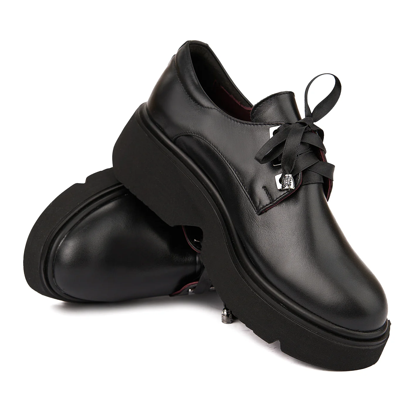 Pantofi Piele Naturala Neagra cu talpa usoara 1659 - Image 4
