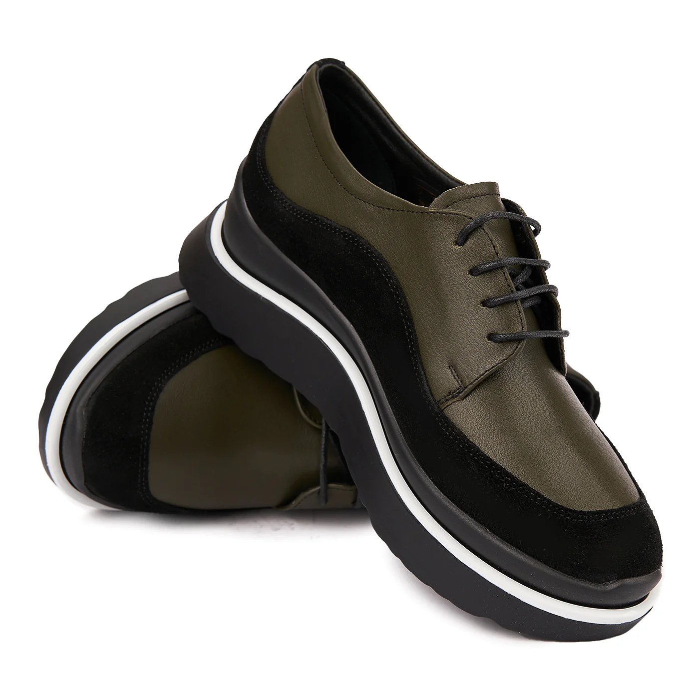 Pantofi Piele Naturala verde si negru 1636 - Image 4