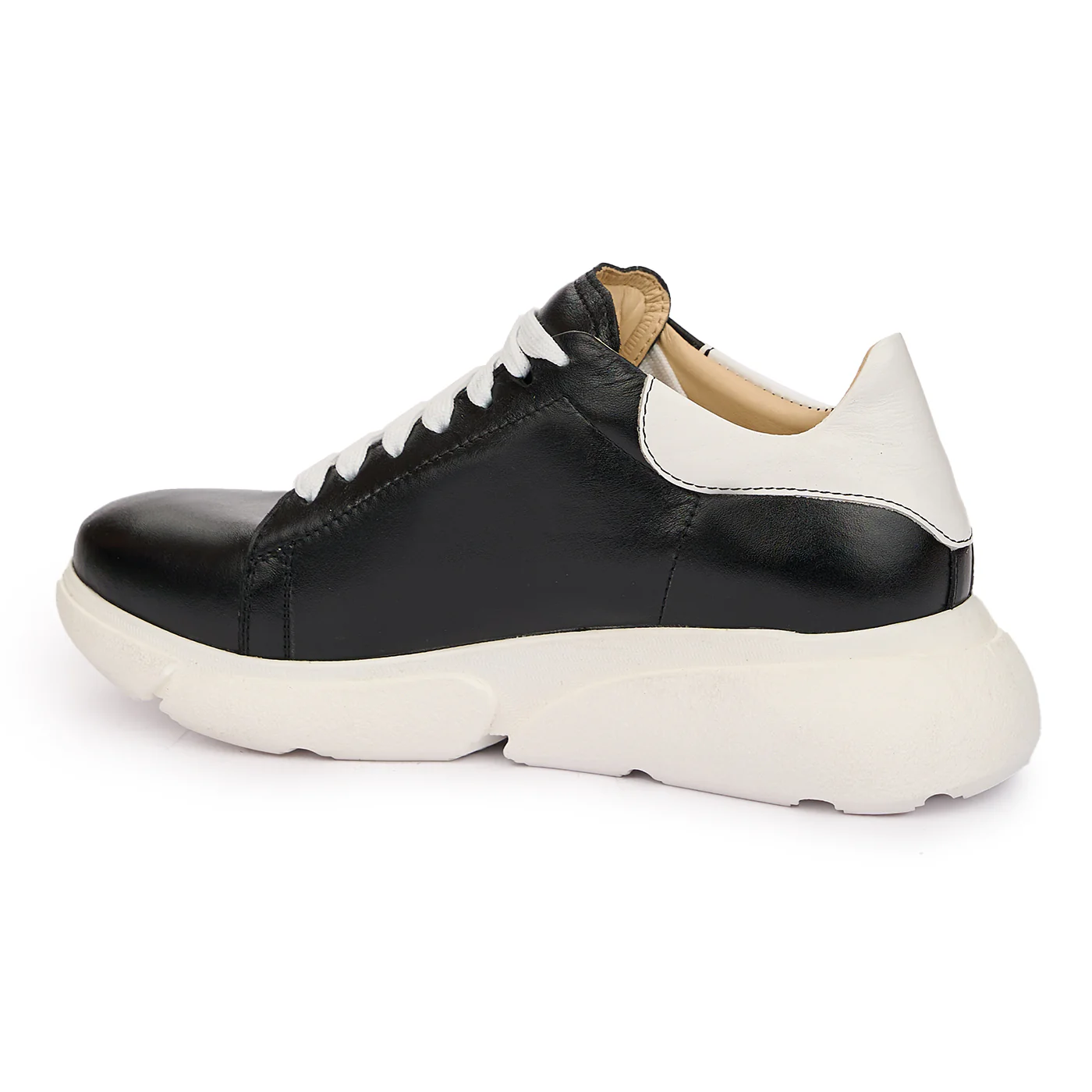 Pantofi Piele Negri Dama Casual cu Siret 10027 - Image 3