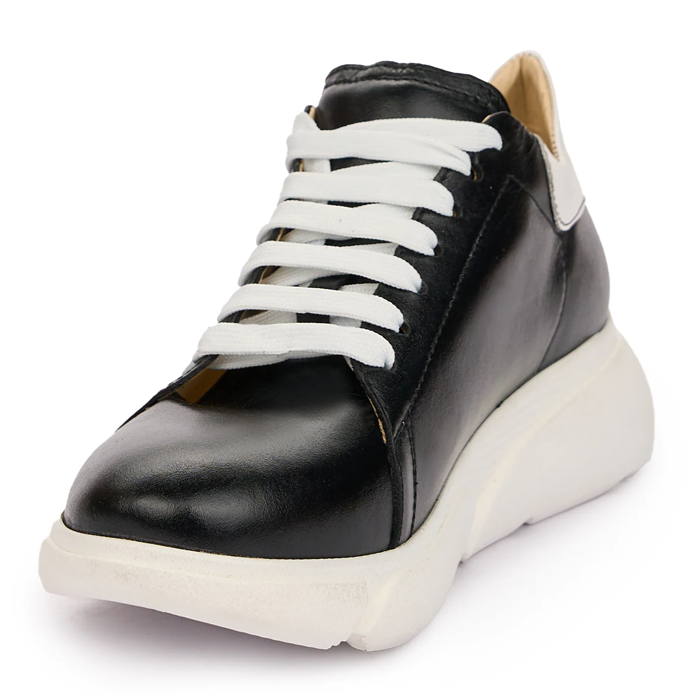 Pantofi Piele Negri Dama Casual cu Siret 10027 - Image 4