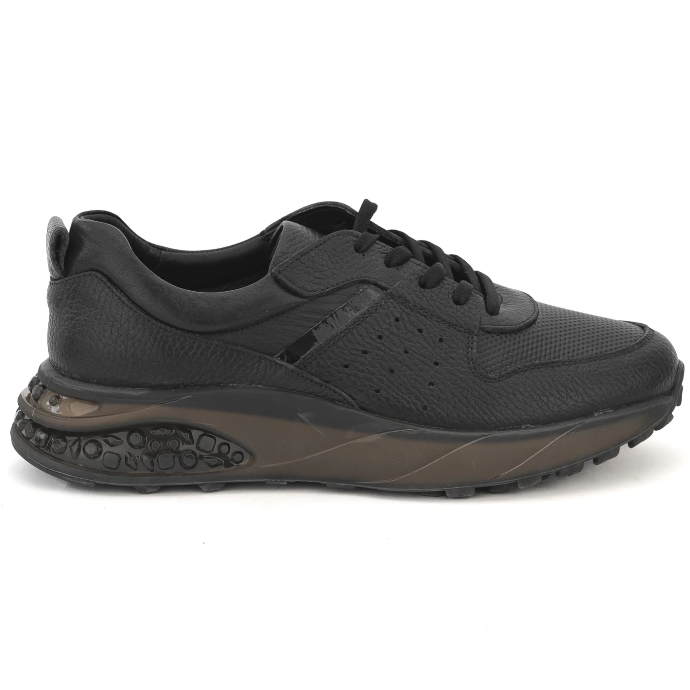 Pantofi sport barbati din piele naturala neagra 14043