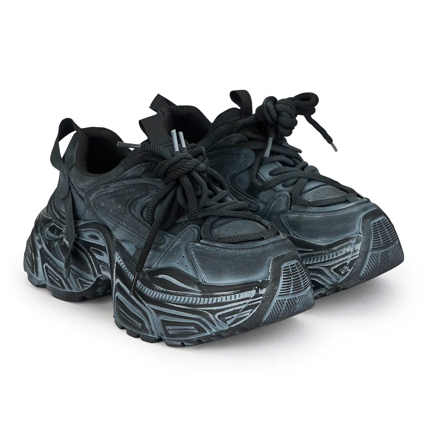 Pantofi sport dama din piele naturala gri cu talpa inalta 6 cm 18760 - Image 5